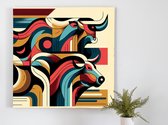 Modern vee schilderij | Contemporary bovine masterpiece: A fusion of art and agriculture | Kunst - 100x100 centimeter op Canvas | Foto op Canvas