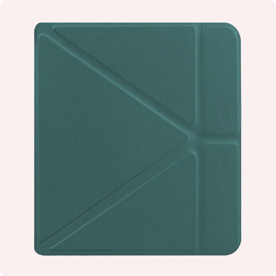 Hoes Geschikt voor Kobo Libra Colour Hoesje Bookcase Cover Book Case Hoes Sleepcover Trifold - Donkergroen van Snammer — afbeelding 5
