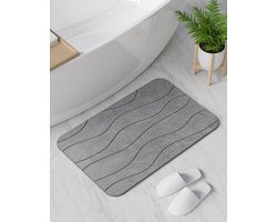 Kieselgur Badmat antislip - douchemat sneldrogend - 100% natuurlijke badmat - steen absorberende badmat - steentapijt - 60 x 39 cm - donkergrijs - golvend - ZORUMAN