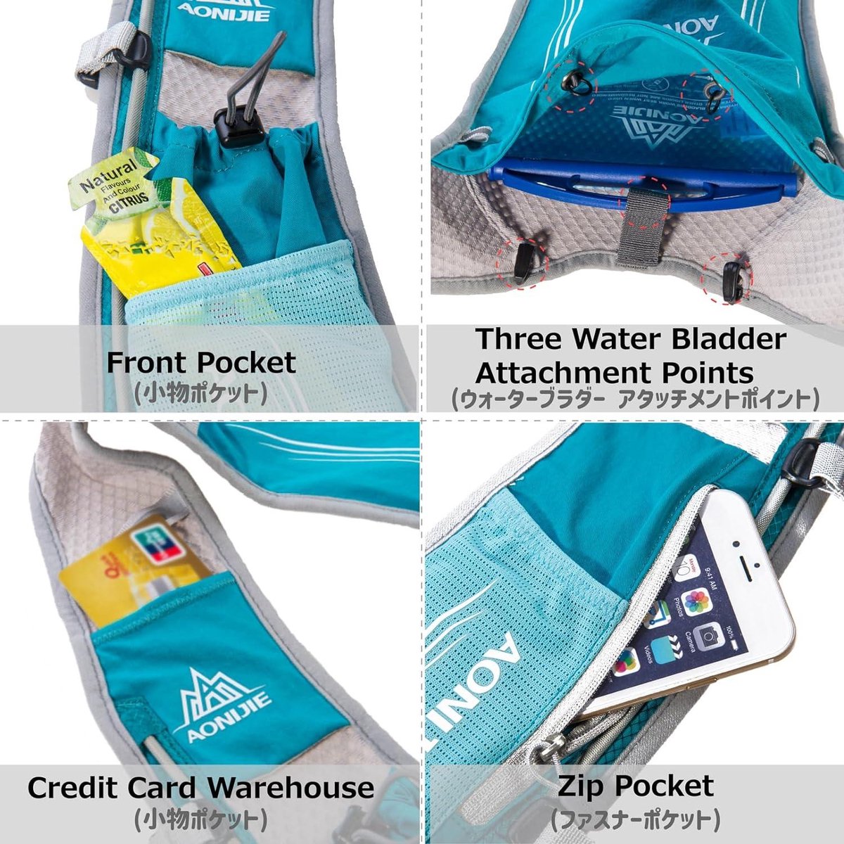 Sac à Dos D'Hydratation 2L Avec Poches à Eau - Pour Course à Pied, Randonnée, Vélo Homme/Femme