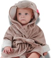 BoefieBoef Olifant Grijs Eco Dieren Badjas voor Baby's & Peuters 0-2 Jaar - Hypoallergene Bamboe Kinderbadjas met Dieren Capuchon – Perfecte Ochtendjas als Duurzaam Kraamcadeau