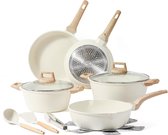 keuken pannenset Pannenset, 12-delig, pan 24,28 cm, pan 4/6,3 l, diepe braadpan 28 cm, anti-aanbaklaag met deksel, kookgereiset, inductiepan