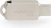 Nedis Flash Drive - 64 GB - USB-A / USB-C - Leessnelheid: 90 MB/s - Schrijfsnelheid: 20 MB/s
