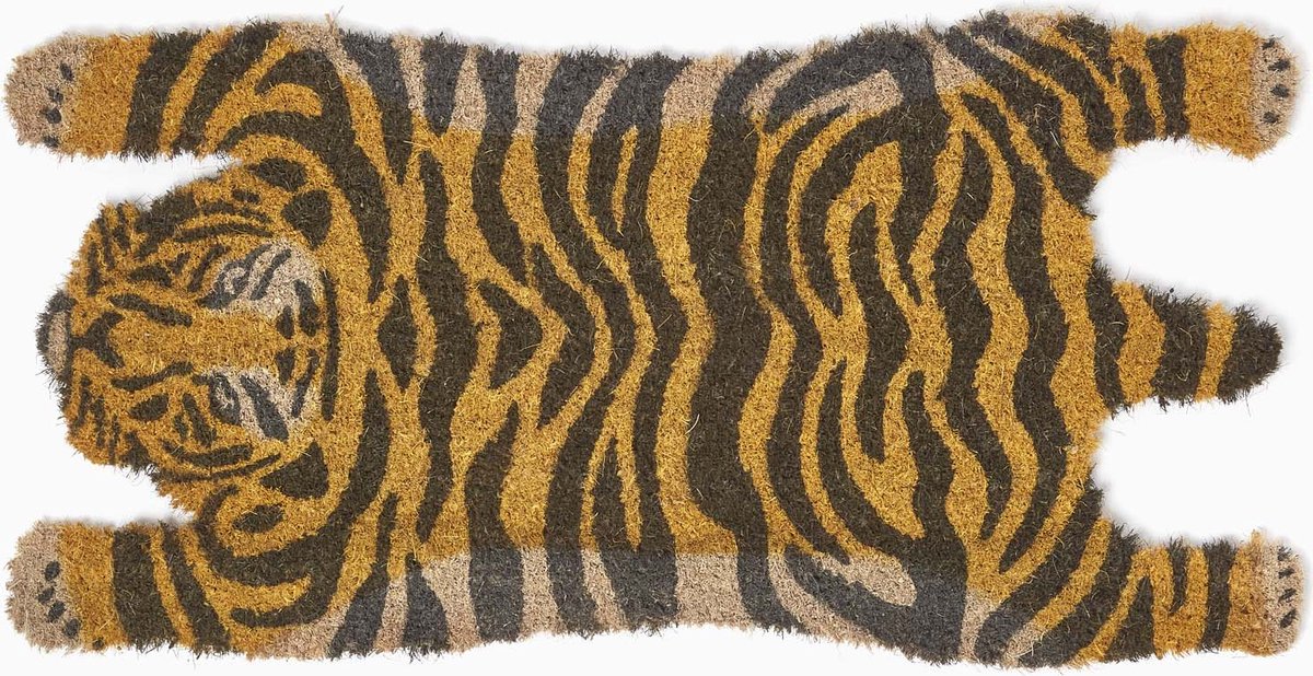 Homescapes Tijger Antislip Deurmat 74 cm x 37 cm Oranje, zwart