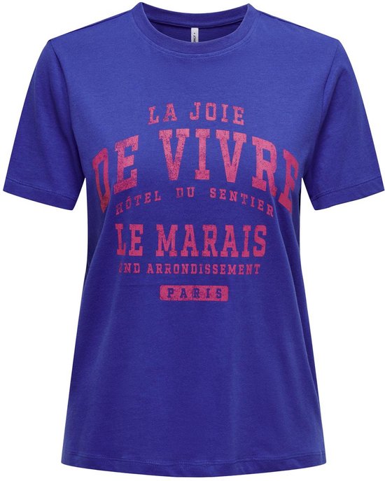 Only T-shirt Onlregina Ss Reg Tee Cs Jrs 15319748 Clematis Blue/de Vivre Dames Maat - XS