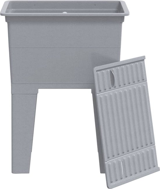 VidaXL Waskuip 59x41x75 Cm Hars Grijs - Met Zeepbakje En Wasbord