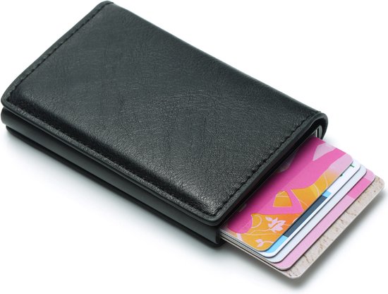 Wallet pro - Premium Wallet Slim - Pasjeshouder Bruin - 7 Pasjes + Briefgeld - RFID Creditcardhouder - Pasjeshouder Mannen & Vrouwen - Pasjeshouder Uitschuifbaar - Kaarthouder - Kaarthouder Pasjes - Zwart