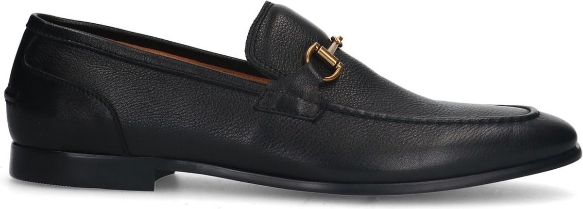 Manfield - Heren - Zwarte leren loafers - Maat 47