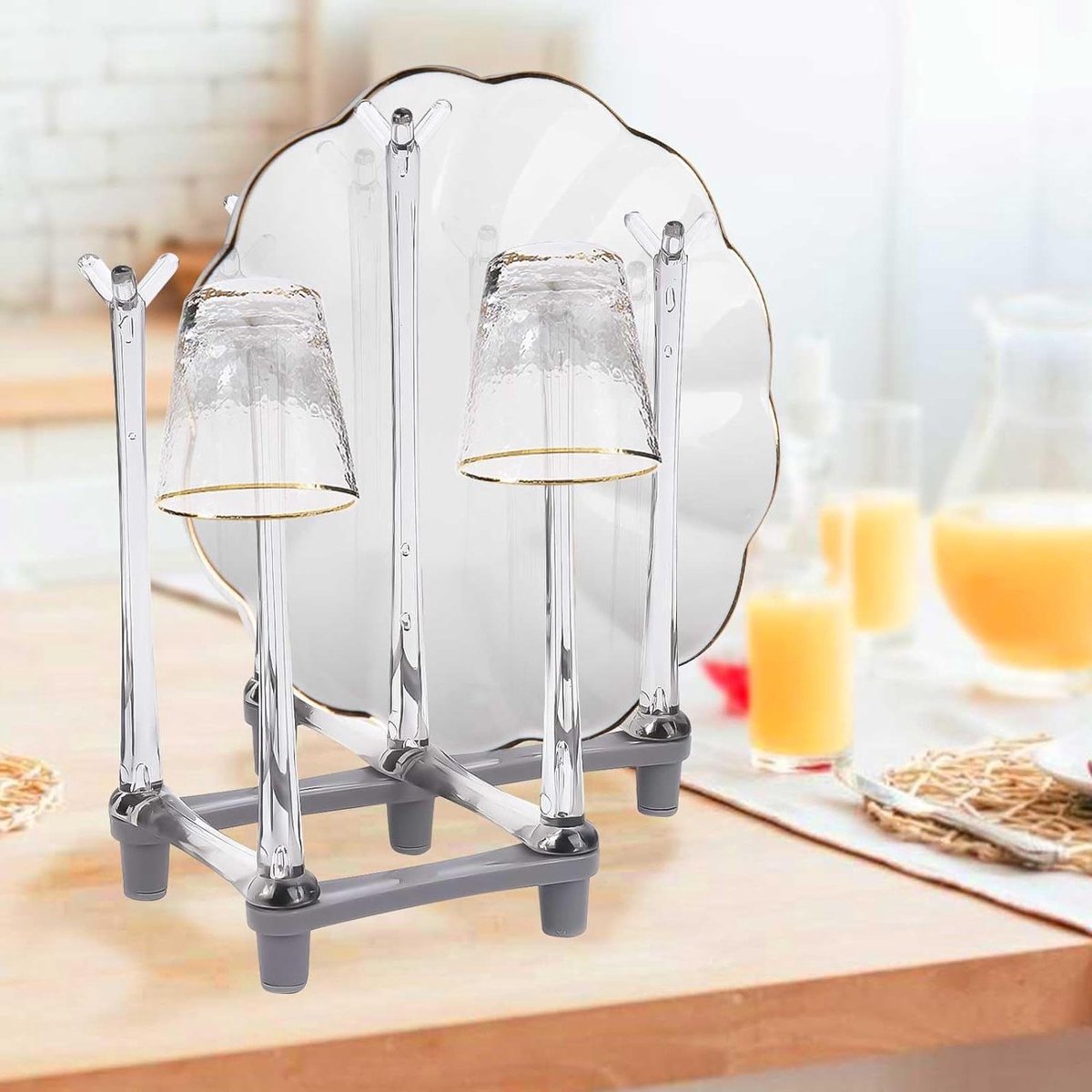 Goedkoopste Flessen Droogrek - Intrekbare Ruimtebesparende Afdruiprek - Glashouder en Flessenhouder - Multifunctioneel Droogrek - Flessenopslag - Maximaal 7 Flessen - Bar Thuis Flessen Droogrek