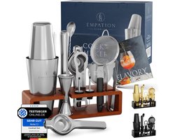 EMPATION Boston Cocktail Set (testwinnaar) 825 ml Boston Cocktail Shaker van roestvrij staal, gemakkelijk te openen en geen klemmen, professionele cocktailshakerset met standaard en receptenboek