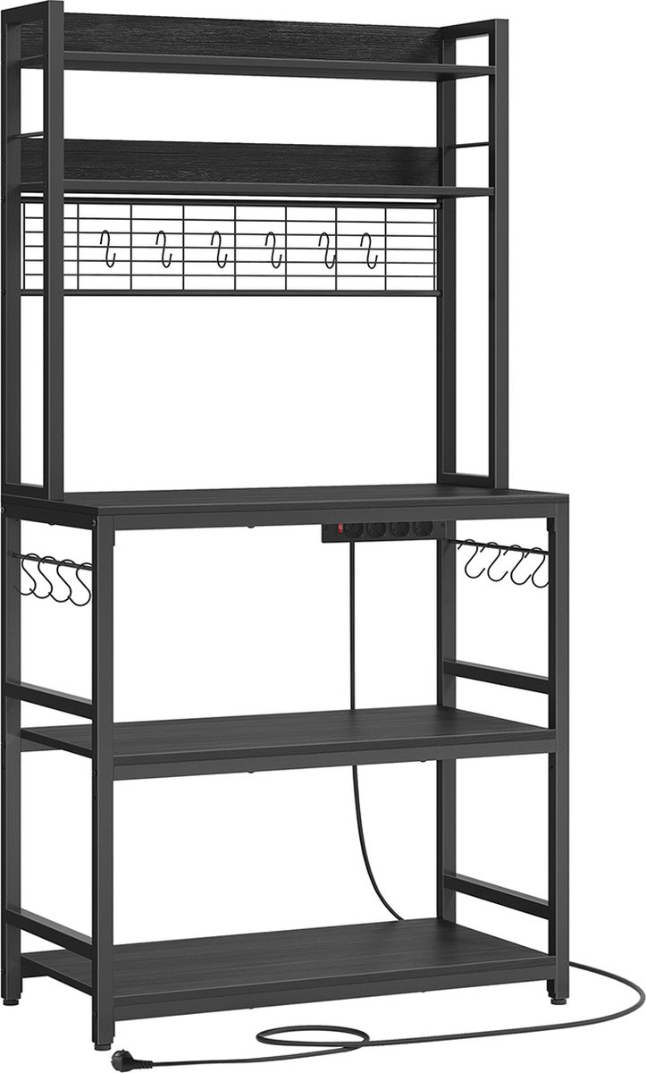 In Hoogte Verstelbare Roosterplank WORKPRO Verstelbaar Keukenrek 5 Planken – Metaal, Tot 250 Kg Belastbaar, – Met PP Platen & Haken Voor Badkamer Of Woonkamer 44x29x130 Cm