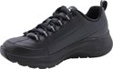 Zijkant-vooraanzicht van een zwarte Skechers sneaker met veters.