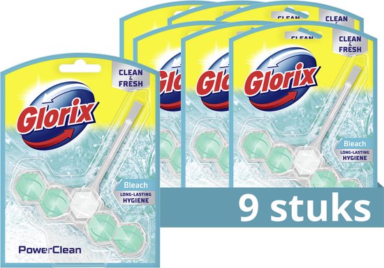 Foto: Glorix power clean toiletblok bleek geeft je een langdurig schoon en fris toilet 9 stuks