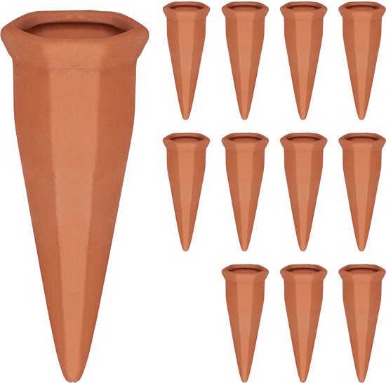 waterdruppelaar keramiek - set van 12 - voor 1,5 l petfles - kamerplanten - terracotta