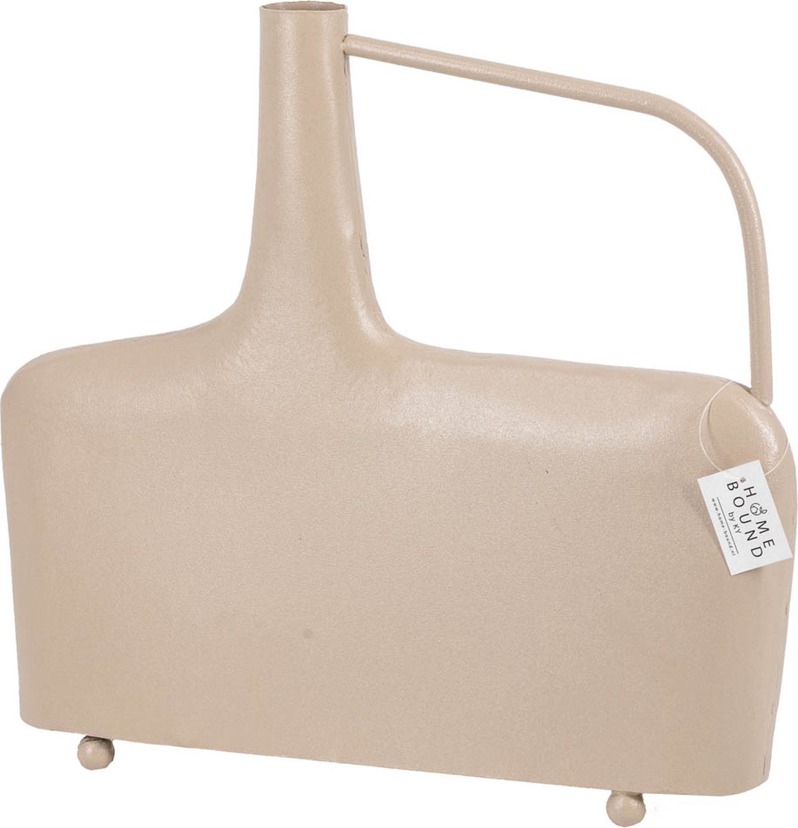 homebound by ky Vaas met oor sand | 35x7x31,5cm | zandkleurige bloemenvaas met oor