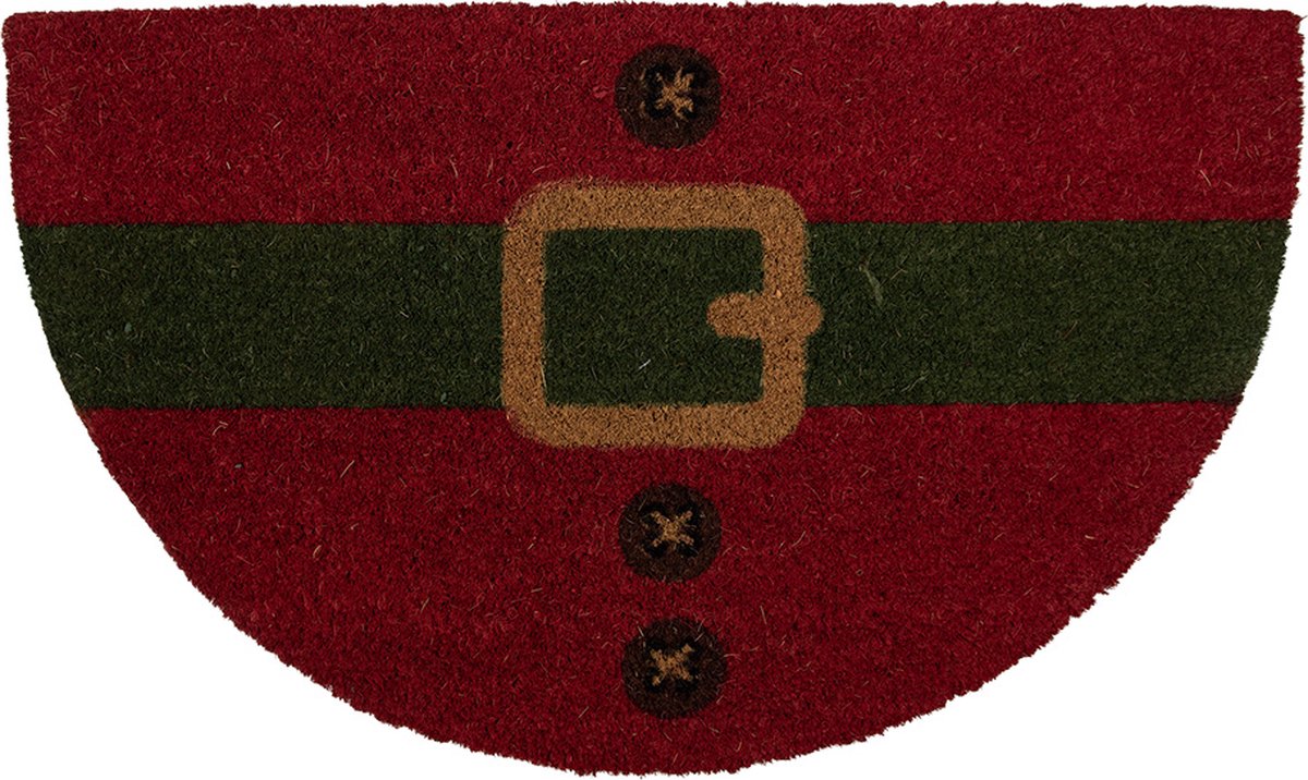 Clayre & Eef Deurmat 75x45 cm Rood Kokos Kerstman