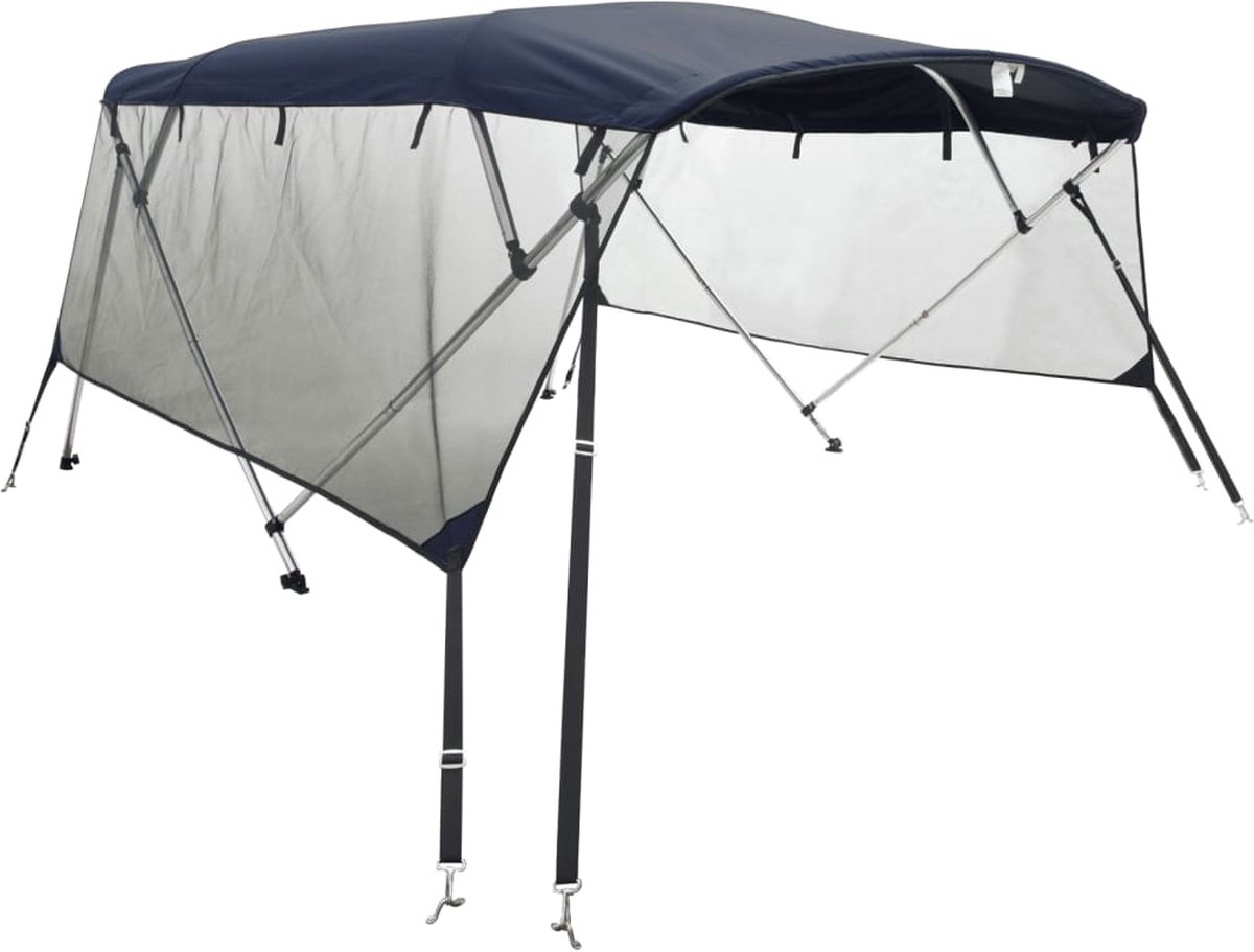 vidaXL - Biminitop - 4 - bogen - met - mesh - zijwanden - 243x(185-198)x137 - cm