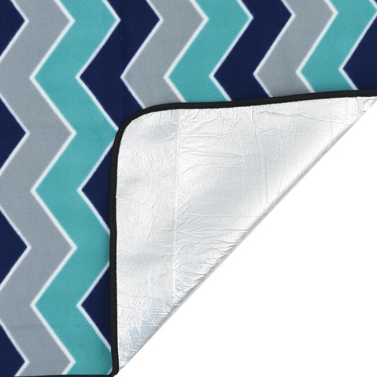 vidaXL - Picknickkleed - opvouwbaar - golven - 200x150 - cm - fluweel - blauw van Vidaxl — afbeelding 3