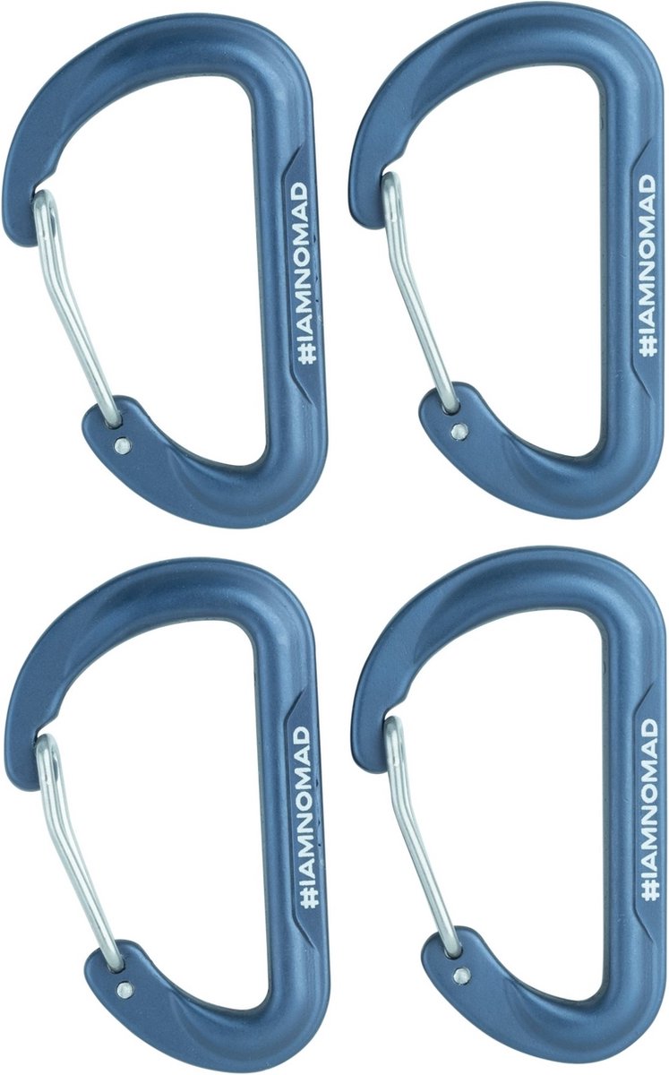 NOMAD® Karabijnhaken 4 stuks | Blauw | 5,2 x 3,5 cm | Karabijnhaak Klein | Backpack Sleutelhanger Camping Accessoires