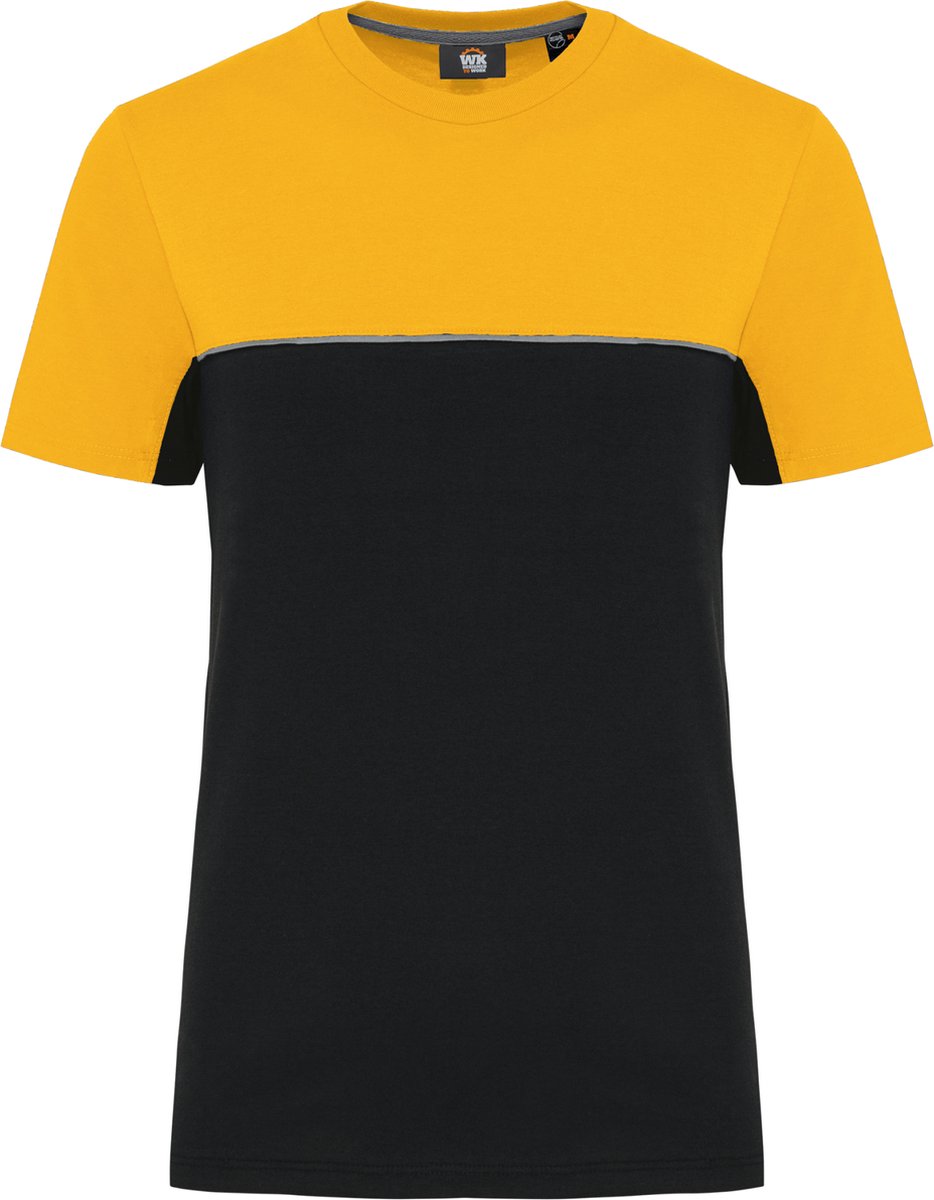 WK. Designed To Work Ecologisch tweekleurig uniseks T-shirt met korte mouwen WK304 - Black / Yellow - XL
