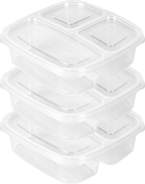 Bak, PP, 3-vaks, menubak, 227x178x49mm, zwart