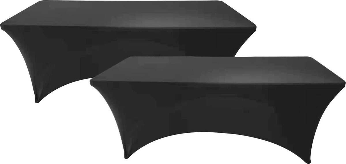 Sunnydays nette afdekhoes voor langwerpige tafel - 2x - zwart - spandex elastiek - 180 x 75 x 74 cm - tafelhoes