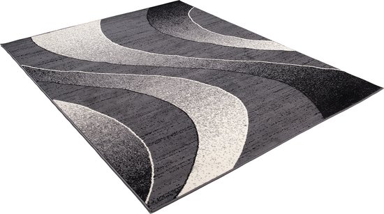 Tapiso Dream Tapis Grijs Foncé Vagues Modernes Tapis de Salon Taille - 250x300