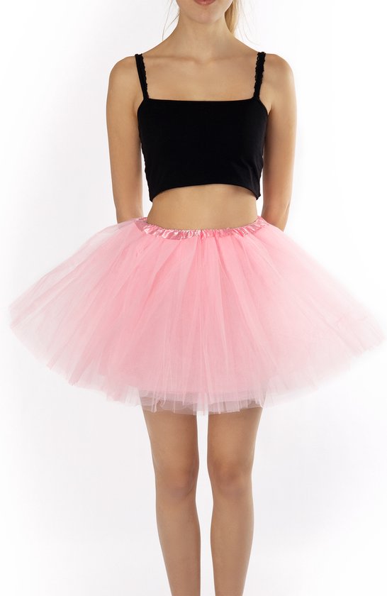 KIMU® Tutu Lichtroze Tule Rokje - Maat XL XXL 3XL - Roze Petticoat Rok Dames - Onderrok Tulerok Volwassenen Suikerspin Unicorn Blacklight Festival