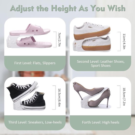 Organisateur de fentes pour chaussures- Set de 24-empileurs de chaussures-hauteur réglable-gain de place- École à domicile