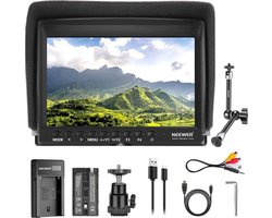 7 Inch Camera Field Monitor Video Assist Slim IPS 1280 x 800 HDMI Input 1080p met 2600mA Li-ion Batterij/USB Lader, Magic Arm voor DSLR Camera's, Stabilisator, Film Video Productie Rig - X01NSK307
