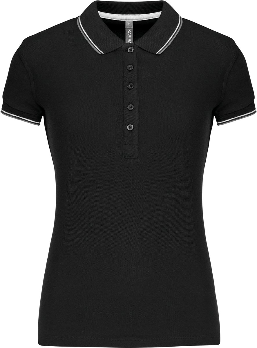 Kariban Damespolo korte mouwen K251 - Black / Light Grey / White - XS