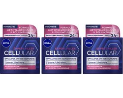 NIVEA Cellular Filler Nachtcrème Verstevigend - 3 x 50 ml - Voordeelverpakking