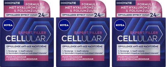 NIVEA Cellular Filler Nachtcrème Verstevigend - 3 x 50 ml - Voordeelverpakking