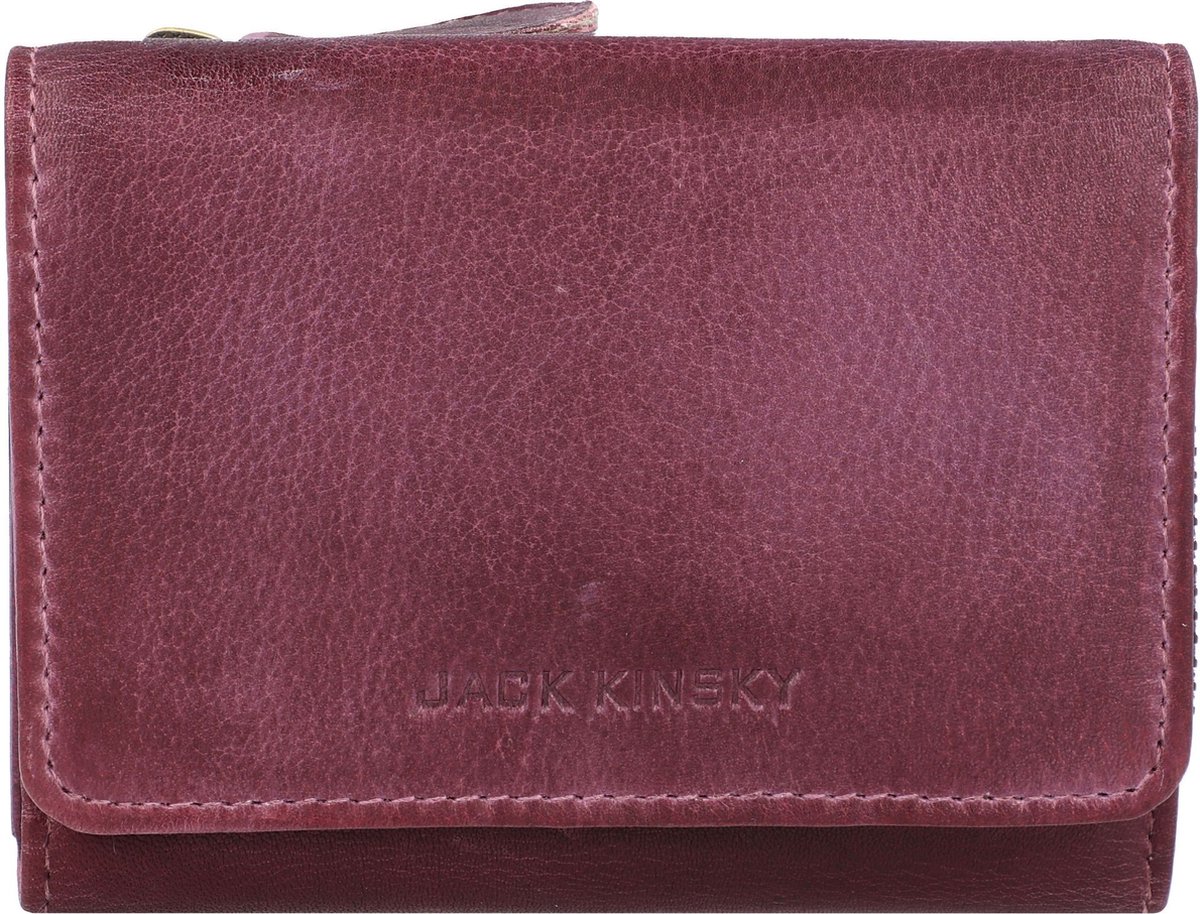 Jack Kinsky Nassau Portemonnee RFID Leer 11 cm - Dames - Horizontaal - aubergine