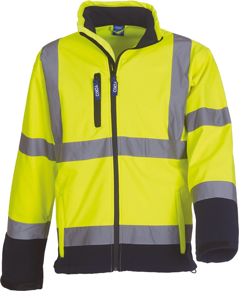 Yoko Signalisatie jack van softshell YHVK09 - Hi Vis Yellow / Navy - XXL
