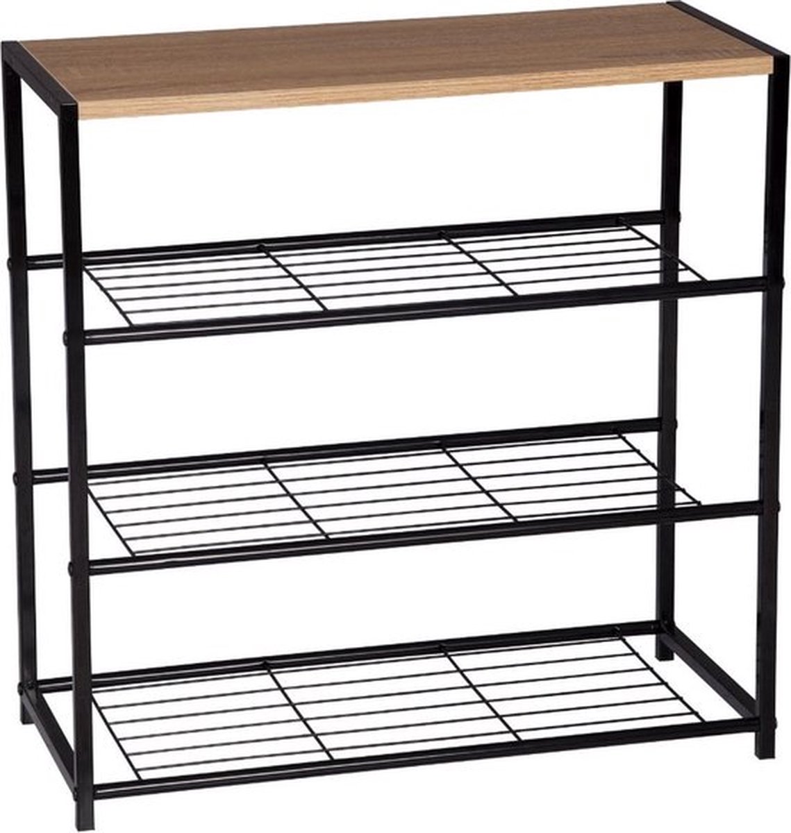 Schoenenrek - Schoenenbank van Metaal en Hout - Schoenenrekje - Gangkast - Haltafel - Zwart