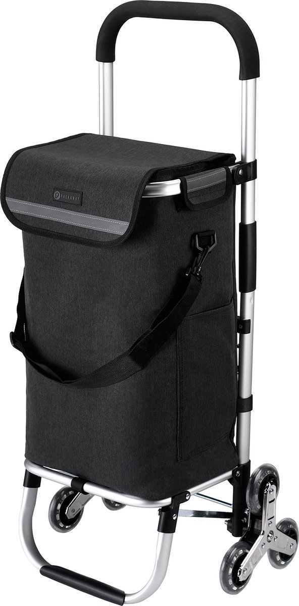 Bol.com Packaway Boodschappentrolley met 6 wielen voor trappen - 40L - boodschappenwagen - steekwagen functie - GRIJS aanbieding