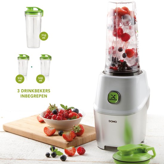 DOMO DO700BL Xpower Blender - 1000 W - Smoothie Maker - Blender To Go - 3 Bekers 530 ml + 170 ml van Domo — afbeelding 3