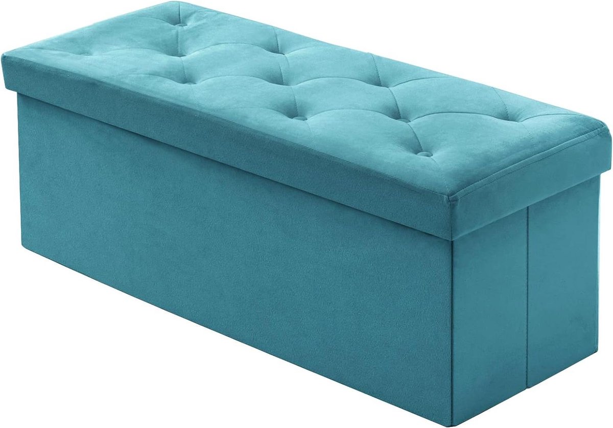 Opvouwbare Ottomaanse opbergbank fluwelen grote Ottomaanse opbergdoos voor woonkamer en slaapkamer - Groene kleur - 110 x 40 x 40 cm