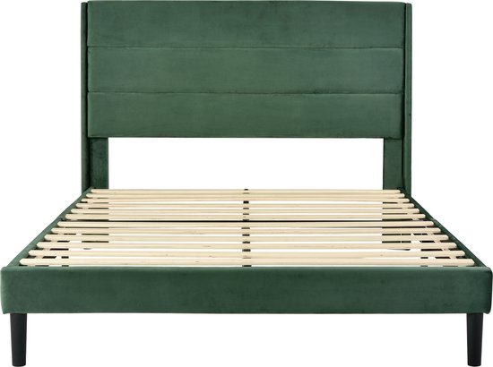 KOMHTOM Lit double 140x200 cm avec sommier à lattes et tête de lit Lit scandinave pour adulte Lit capitonné Vert