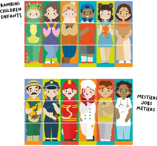 Quercetti Tubo Mix & Match Puzzle Rotatif Enfants et Métiers