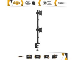 Dubbele Monitor Houder voor aan Tafel - VESA Tafelhouder voor 13-27 inch Schermen - 2 Monitoren Arm TS8511