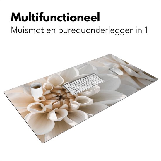Sous-main 100x50 cm - Fleurs - Wit - Nature - Tapis de souris XXL - Tapis de bureau - Grands Tapis de souris