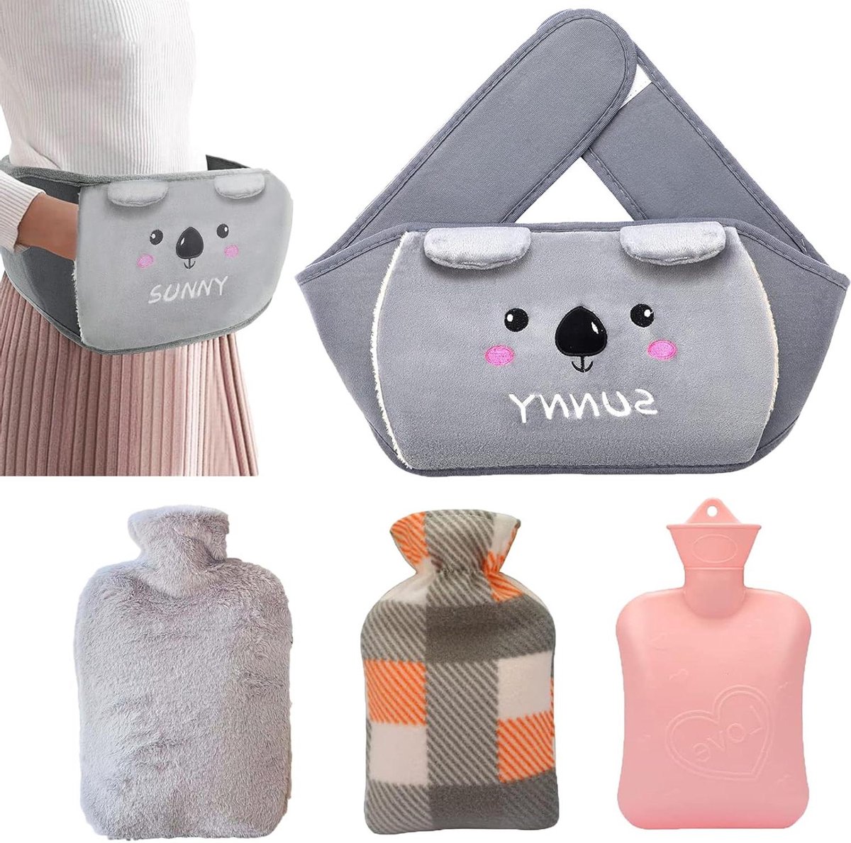 Bol.com Warmwaterkruik met Zachte Hoes - Pijnverlichting - Lange Warmwaterfles - Bont - Super Zachte Hoes - Rubber - Fleeceovert... aanbieding