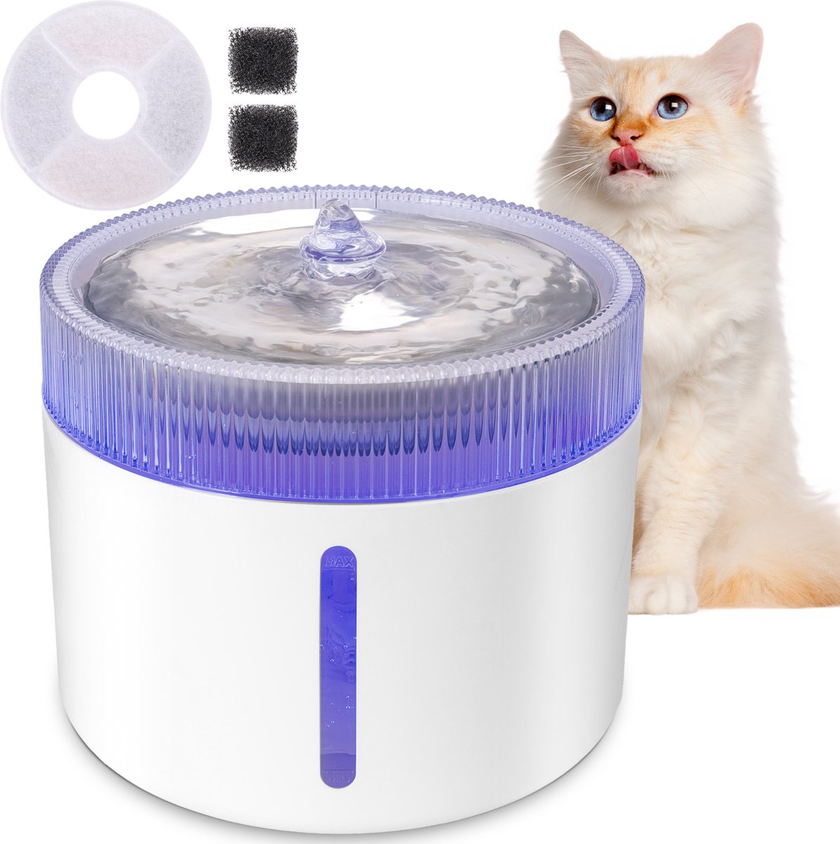 Bol.com Nobleza Drinkfontein Kat - Kattenfontein - Drinkbak Kat - Waterdispenser Kat - 2L - wit aanbieding