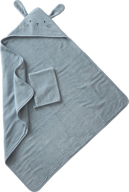 Vertbaudet Cape de bain + gant en gaze de coton bio*,