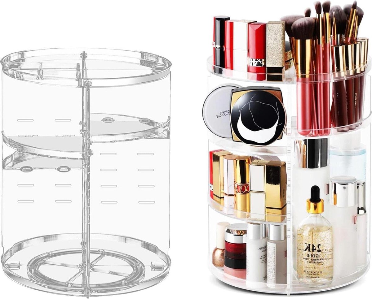 360° draaibare make-up organizer voor commode slaapkamer badkamer - transparant
