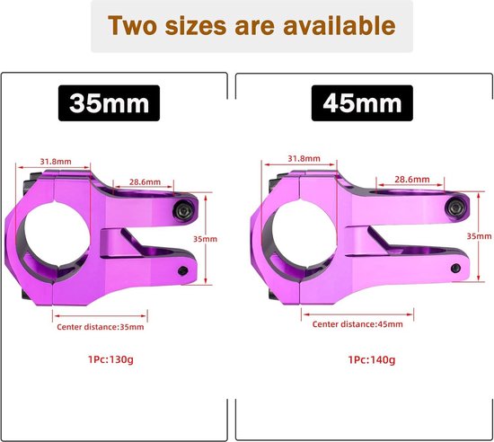FOMTOR 31,8 Stuurpen 35 Graden 70mm Fietsstuur Stuurpen Riser MTB Stuurpen voor Mountainbike, Racefiets, BMX, Track Bike (70mm) (31,8 x 110 mm