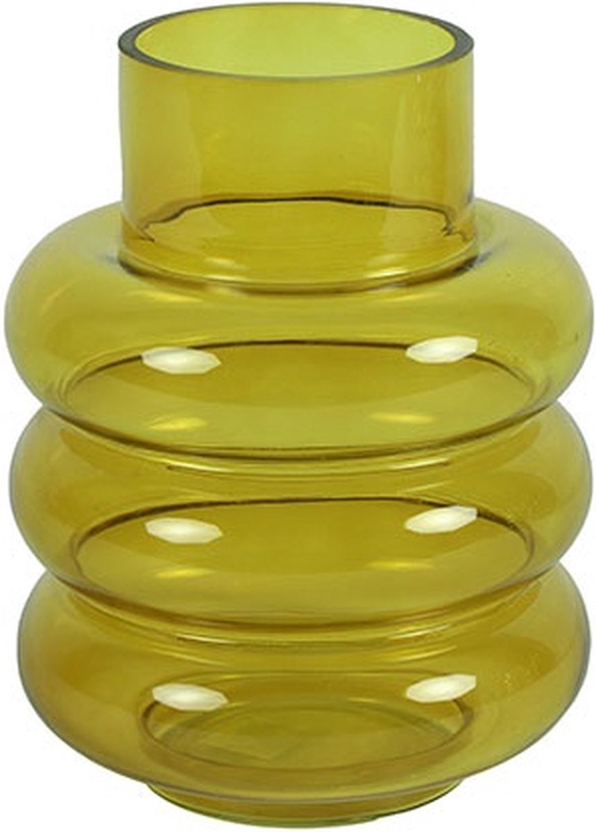 Countryfield Vaas Nikky glas L17B17H22,5CM mosterdgeel mustard yellow
