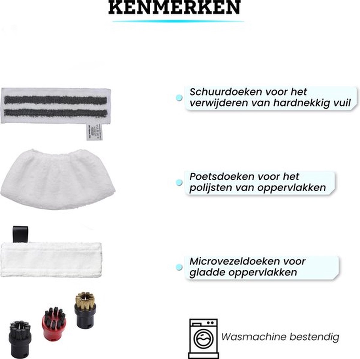 Somstyle Accessoires Set Geschikt Voor Kärcher Easyfix SC2, SC3, SC4 & SC5 - Stoomreinigeraccessoires - Vervangende Microvezeldoekjes - 11-Delig – foto 4
